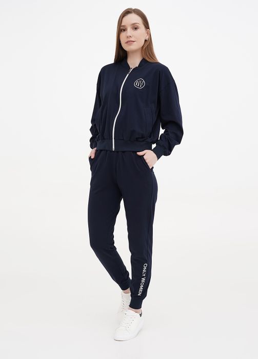 Штани-джогери жіночі літні Only Women темно-сині з великою білою вишивкою знизу (високий зріст) Штани-джогери жіночі літні Only Women темно-сині з великою білою вишивкою знизу (високий зріст)