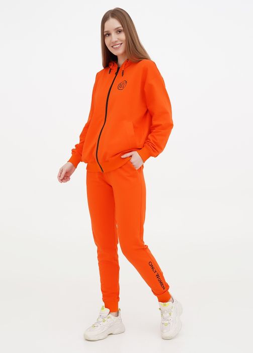Штани-джогери жіночі демісезонні Only Women мандаринові з чорною вишивкою спереду (високий зріст)