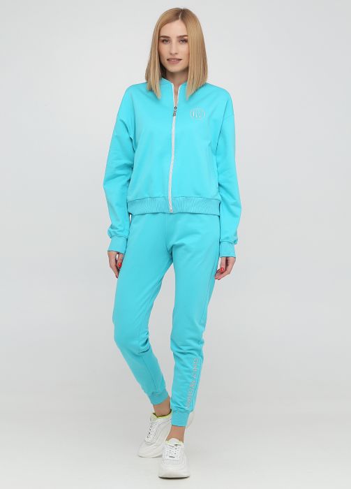 Штани-джогери жіночі демісезонні Only Women м'ятні з великою сріблястою вишивкою (високий зріст)