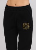 Брюки-джоггеры женские зимние Only Women черные с золотым тигром под карманом впереди (низкий рост)