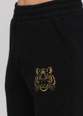 Брюки-джоггеры женские зимние Only Women черные с золотым тигром под карманом впереди (низкий рост)