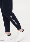 Брюки-джоггеры женские темно-синие летние с большой белой вышивкой внизу (н/р) Only Women