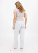 Брюки женские летние прямые Only Women светло-серые с серой маленькой вышивкой возле кармана (низкий рост)