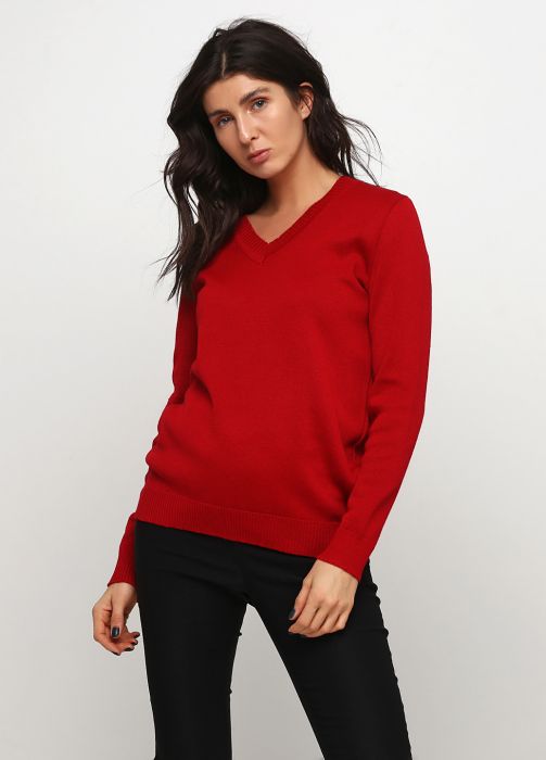 Пуловер жіночий в'язаний Only Women червоний з італійської вовни