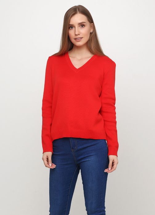 Пуловер жіночий в'язаний Only Women червоний з бавовни