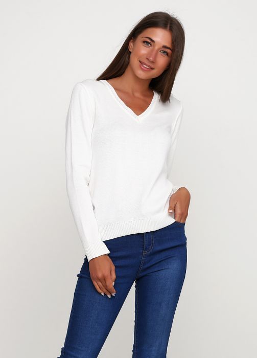 Пуловер женский вязаный Only Women белый из хлопка