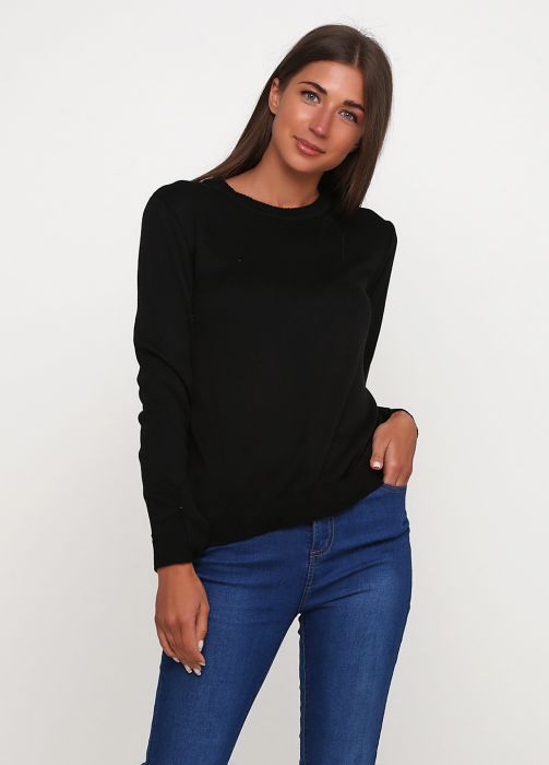 Джемпер жіночий в'язаний Only Women чорний з бавовни Джемпер жіночий в'язаний Only Women чорний з бавовни