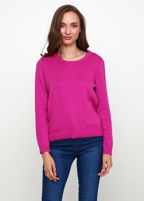 Джемпер жіночий в'язаний Only Women пурпурний з бавовни