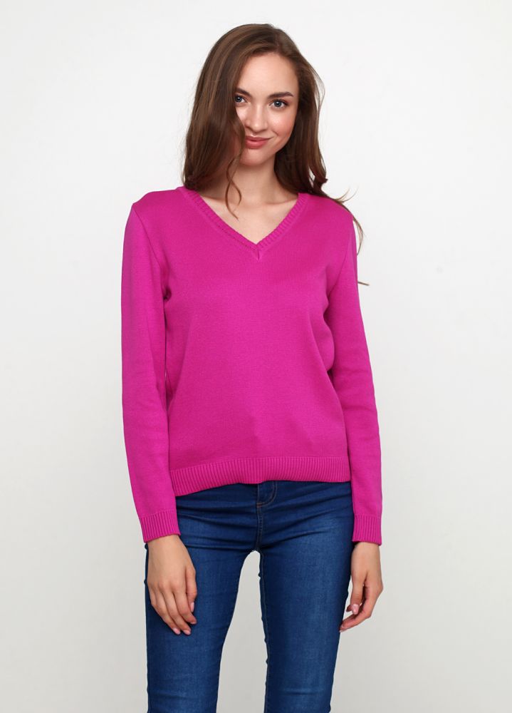 Пуловер женский V-горловина Only Women вязаный пурпурный