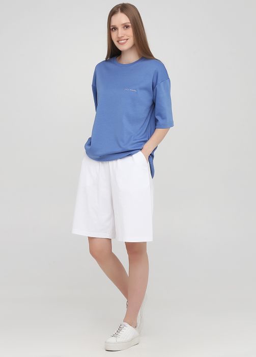 Шорти жіночі літні Only Women білі подовжені з чорною вишивкою спереду знизу