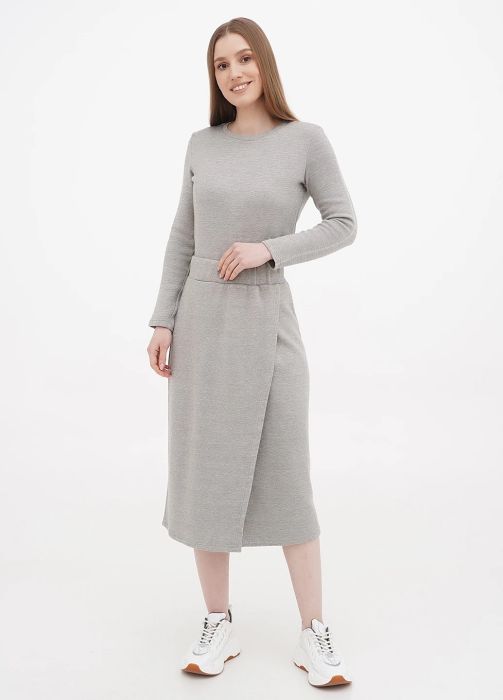 Спідниця жіноча осінь-зима Only Women сіра з ангори з розрізом на запах