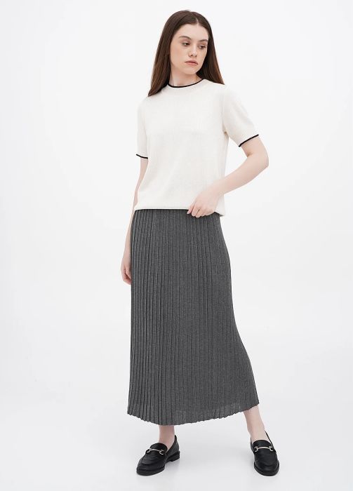 Юбка женская вязаная Only Women серая  плиссе из шелка
