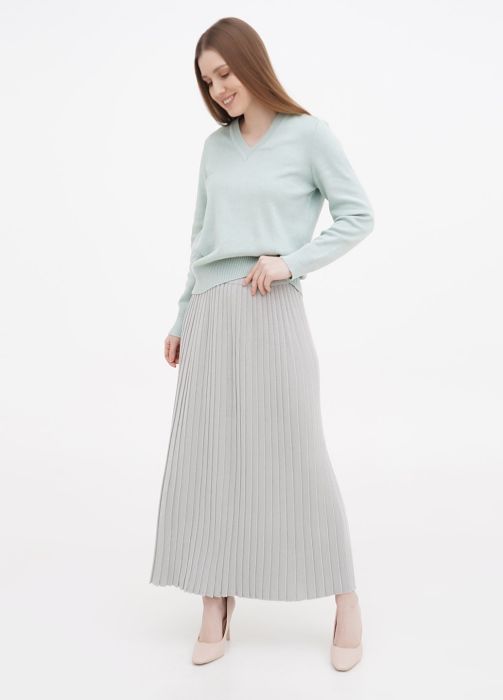 Юбка женская вязаная Only Women светло-серая из хлопка удлиненная