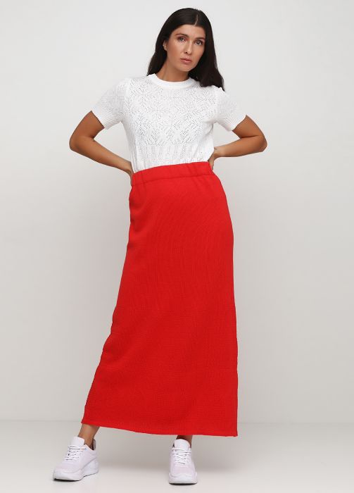 Юбка женская Only Women красная  длинная (из хлопка)