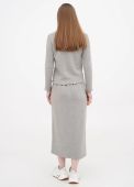 Юбка женская Only Women серая из ангоры с разрезом впереди (удлиненная)  со шнурком