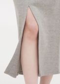 Юбка женская Only Women серая из ангоры с разрезом впереди (удлиненная)  со шнурком