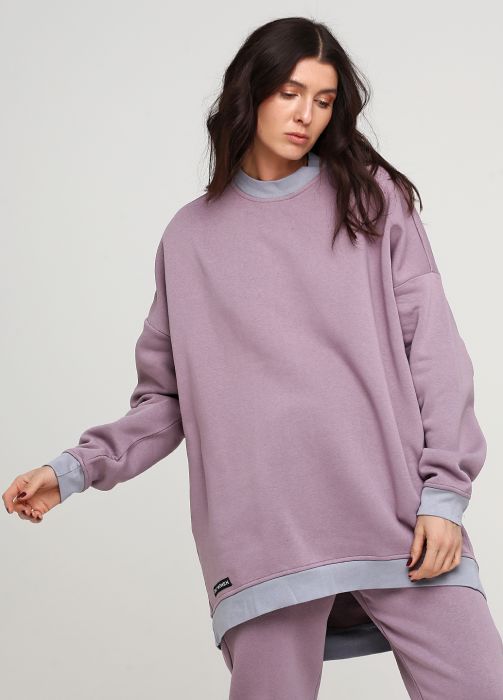 Світшот жіночий зимовий Only Women рожево-сірий mega oversize