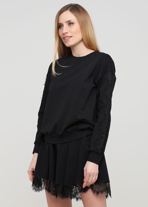 Свитшот женский демисезонный Only Women черный с кружевом 