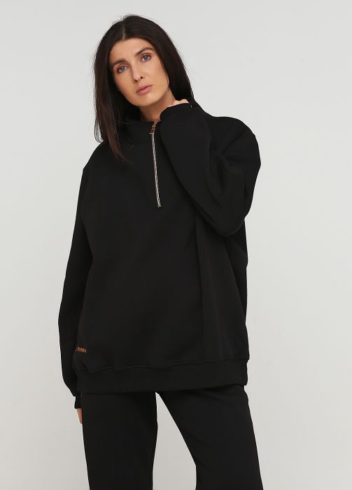 Толстовка женская демисезонная Only Women черная с короткой молнией 