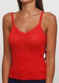 Майка жіноча в'язана літня Only Women червона з резинкою знизу