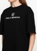 Футболка жіноча Only Women чорна з написом і логотипом (oversize)