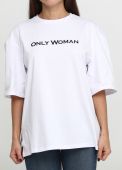 Футболка жіноча Only Women  біла з фірмовим написом спереду (oversize)