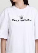 Футболка жіноча Only Women біла з лого і написом спереду (oversize)