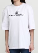 Футболка жіноча Only Women біла з лого і написом спереду (oversize)
