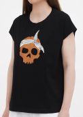 Футболка женская fiona Only Women черная с черепом с косынкой