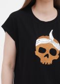 Футболка женская fiona Only Women черная с черепом с косынкой