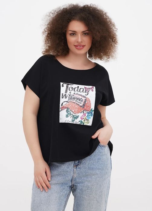 Футболка жіноча fiona Only Women  чорна з малюнком today