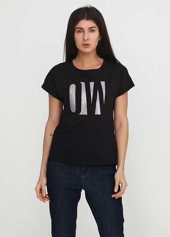 Футболка женская Only Women черная с большим серебристым лого впереди
