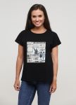 Футболка женская Only Women черная с рисунком газета Футболка женская Only Women черная с рисунком газета