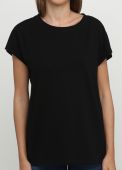 Футболка жіноча fiona Only Women чорна з маленьким білим лого ззаду