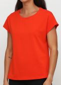 Футболка женская Only Women оранжевая с оранжевым логотипом сзади