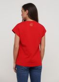 Футболка жіноча fiona Only Women червона з жовтим лого ззаду