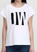 Футболка жiноча Only Women бiла з великим чорним логотипом попереду Футболка жiноча Only Women бiла з великим чорним логотипом попереду