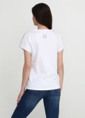 Футболка жіноча fiona Only Women біла зі сріблястим лого ззаду