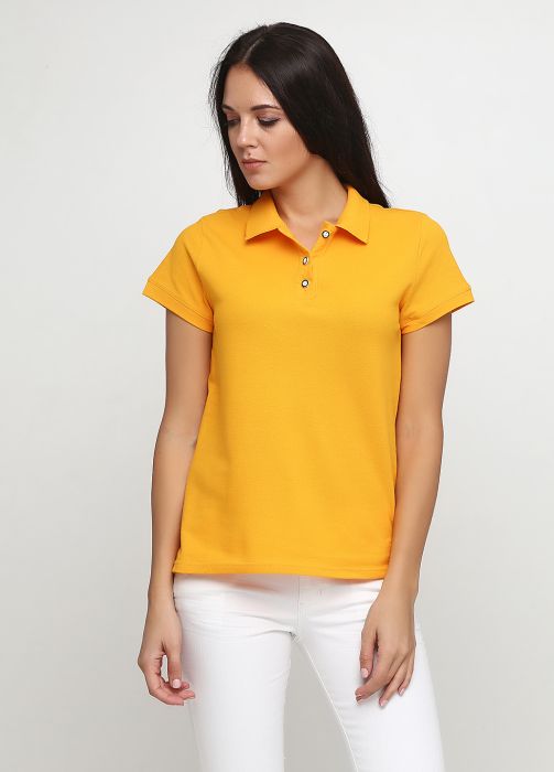 Футболка-поло женская Only Women желтая с темно-синим лого сзади