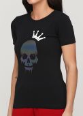 Футболка женская sheina Only Women черная с черепом с короной