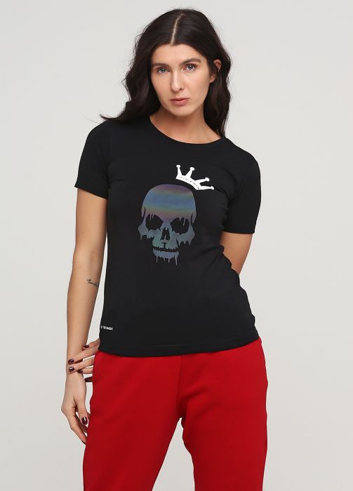 Футболка женская sheina Only Women черная с черепом с короной