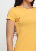 Футболка женская Only Women горчичная с серебристым лого сзади