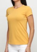 Футболка женская Only Women горчичная с серебристым лого сзади