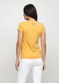 Футболка женская Only Women горчичная с серебристым лого сзади