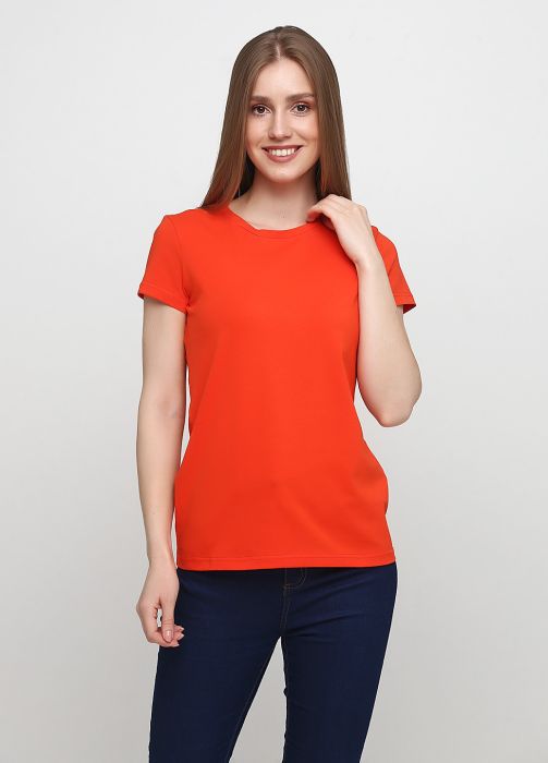 Футболка жіноча Sheina Only Women 1 помаранчева з помаранчевим лого позаду