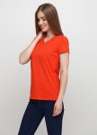 Футболка женская с V-образной горловиной Only Women оранжевая с оранжевым логотипом сзади  Футболка женская с V-образной горловиной Only Women оранжевая с оранжевым логотипом сзади