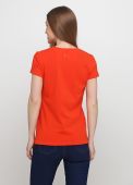 Футболка женская с V-образной горловиной Only Women оранжевая с оранжевым логотипом сзади 