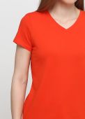 Футболка женская с V-образной горловиной Only Women оранжевая с оранжевым логотипом сзади 