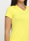 Футболка жіноча sheina V виріз Only Women жовта зі сріблястим лого ззаду