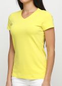 Футболка жіноча sheina V-виріз Only Women жовта з жовтим лого ззаду
